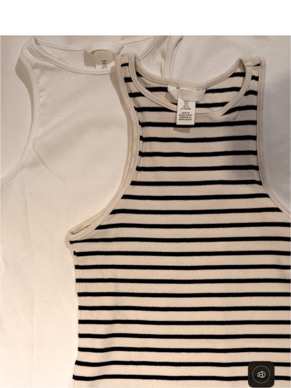 H&M White Ribbed Tank + Black-and-White Striped Tank Set